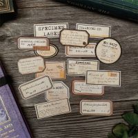 สติกเกอร์ฉลากย้อนยุคสีเหลืองสไตล์ Tim Holtz 16ชิ้นสติกเกอร์ศิลปะการปะติดสมุดบันทึกขยะสติกเกอร์วัสดุสำหรับสมุดภาพสติกเกอร์ &amp; ฉลาก