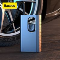 (Premium car)เครื่องอัดอากาศในรถยนต์ Baseus ปั๊มเติมลมยางไฟฟ้าพร้อมหลอดไฟ LED สำหรับรถจักรยานยนต์จักรยานยางปั๊มเป่าลมแบบพกพา