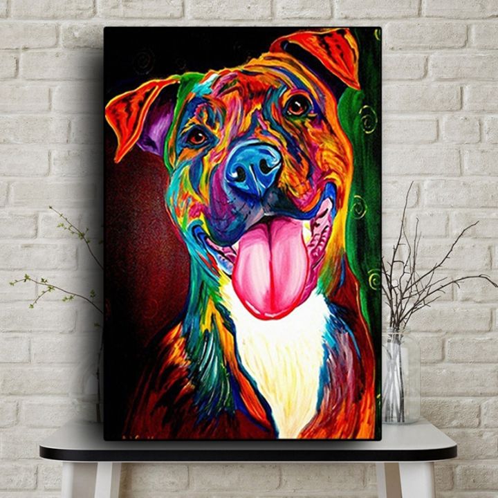No Frame Print Canvas Painting Colourful Abstract Dog Animal Posters and  Prints Wall Art Picture for Living Room Home Decor Cuadros 