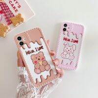 【คุณภาพสูง】เคสโทรศัพท์ เคส OPPO A16 A16S A55 A15 A15S A12 A12E A53 A32 A31 A5 A9 2020 A3S A5S A7 A39 A57 A83 F1S F9 F11 Soft Love Photo Frame Camera Lens Protector Cream Bear Case