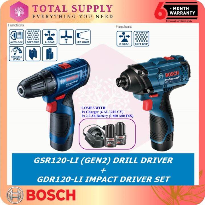 + GDR120LI BOSCH 12V DRILL DRIVER + IMPACT DRIVER