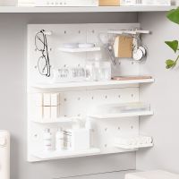 Plastic Hole Board Wall Shelf Storage Rack Organiser Home Kitchen Bedroom Hanging Wall Pegboard Storage Rack Room Decord