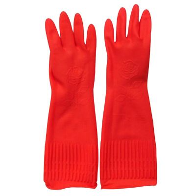 38cm Waterproof Dishwashing Kitchen Clean Tools Durable Household Scrubber Dish Washing Long Non-slip Rubber Latex  Gloves Safety Gloves