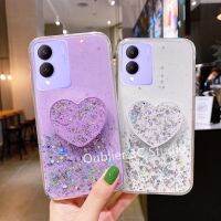 เคส VIVO Y17s V29 Pro V29e Y27 Y78 5G 4G เคสโทรศัพท์ เลื่อมมันวาวระยิบระยับท้องฟ้าเต็มไปด้วยดวงดาวดีไซน์ใหม่โปร่งใสซิลิโคนโทรศัพท์มือถือปลอกนิ่มพร้อมขาตั้งรูปหัวใจความรัก Case 2023