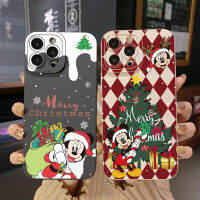 สำหรับ Infinix Note 12 G96ร้อน12i 10S 11 10 Play 11S 10i สมาร์ท6 HD X6511 X657B X6512 Santa Mickey Minnie Merry Christmas ขอบสี่เหลี่ยม Full Len กรณีป้องกัน