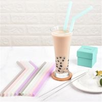 6+1PCS ReusableFood Grade Silicone Straw Outdoor Portable Foldable Drinking Straw with CleaningBrushes  Party Supplies Bar Tool Specialty Glassware