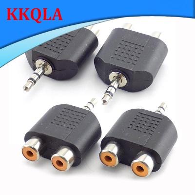 QKKQLA 4pcs 3.5mm Plug Male to 2 RCA Female AUX Audio Adapter Y Type Splitter Connector For Earphone Stereo Headphone Speaker