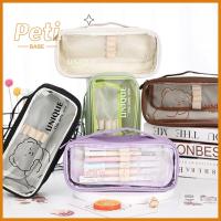 PETIBABE Cartoon Bear Transparent Zipper Stationery Pouch Cosmetic Storage Pen Box Pencil Bag Pencil Case Pen Bag