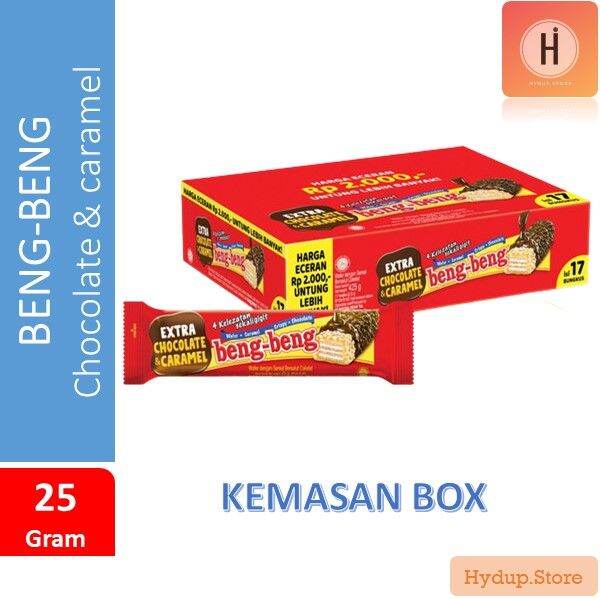 Wafer Beng-Beng Extra Chocolate Caramel Crispy Box Isi 17 Pcs Kemasan ...