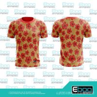 2023 NEW   bunga red Fashion 05 raya brown eboq sublimation / shirt hibiscus microfiber eboq jersi/ plus size big size  (Contact online for free design of more styles: patterns, names, logos, etc.)