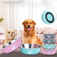 Pet Cat Feeding Bowl Stainless Steel Non-slip Feeder Bowl Food Water Feeder Drop-resistant Layer Cat Dog Bowl Pets Accessories