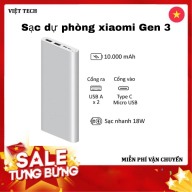 ( Xả Kho Sale 50% ) Sạc dự phòng Xiaomi Gen 3 10.000mAh l Sạc nhanh 2 chiều cổng Type-C 18W - Chống Cháy Nổ - Độ Bền Cao - Sử dụng Cho Mọi Dòng Máy - Lỗi 1 Đổi 1 Tại Việt Tech thumbnail