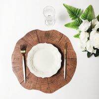 【hot】 Placemat Coaster Wood Table Grain Plastic Cup Plate Bowl Anti-skid