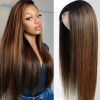 【LZ】┋۞▤  Highlight Wig Human Hair 13x4 Lace Front Wigs Transparent Lace Frontal Wig  Straight Brazilian Remy Human Hair Wigs For Women