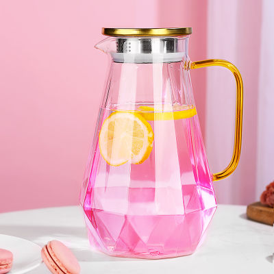 1500ML High Capacity Borosilicate Glass Infuser Teapot Heat-Resisting Tea Pot With Stainless Steel Bamboo Lid Cold Water Kettle