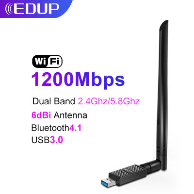 EDUP USB Wifi Adapter 1200Mbps Dual Band 2.4GHz5GHz Bluetooth 4.1 6dBi High Gain Antenna RTL Chipset Wi-Fi Network Card For PC