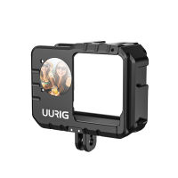 UURIG กีฬากล้องวิดีโอกรงคู่เย็นรองเท้า Mounts Selfie กระจกป้องกันกรอบกล้องกรง Vlog อุปกรณ์เสริมสำหรับ Insta360 ONE RS Vlog Studio