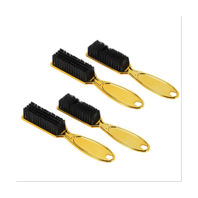 Fade Brush Comb Scissors Cleaning Brush Barber Shop Skin Fade Vintage Oil Head Shape Carving Cleaning Brush Gold 4PCS