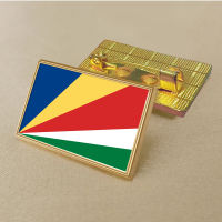 Seychelles flag pin 2.5*1.5cm zinc die-cast PVC colour coated gold rectangular medallion badge without added resin