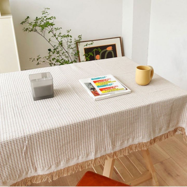 hot-ผ้าปูโต๊ะสไตล์ญี่ปุ่นสไตล์ฝรั่งเศส-ins-ลมถักผ้าฝ้ายผ้าห่มโต๊ะกาแฟสีขาวผ้าปูโต๊ะกลมผ้าปูโต๊ะรับประทานอาหารผู้ผลิตโต๊ะข้างเตียง