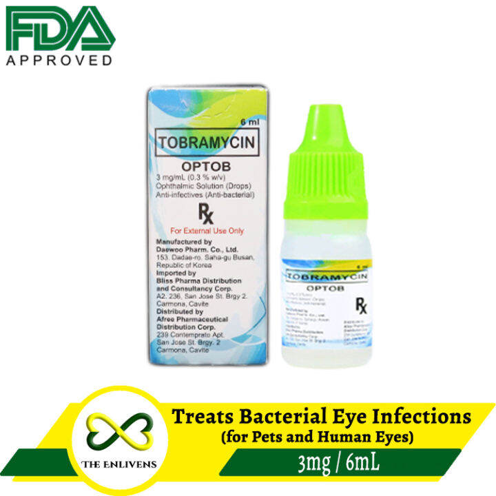 OPTOB Tobramycin 3mg/mL Liquid Eye Drops for Pets and Human Eye Infections (Dogs, Cats, Rabbits