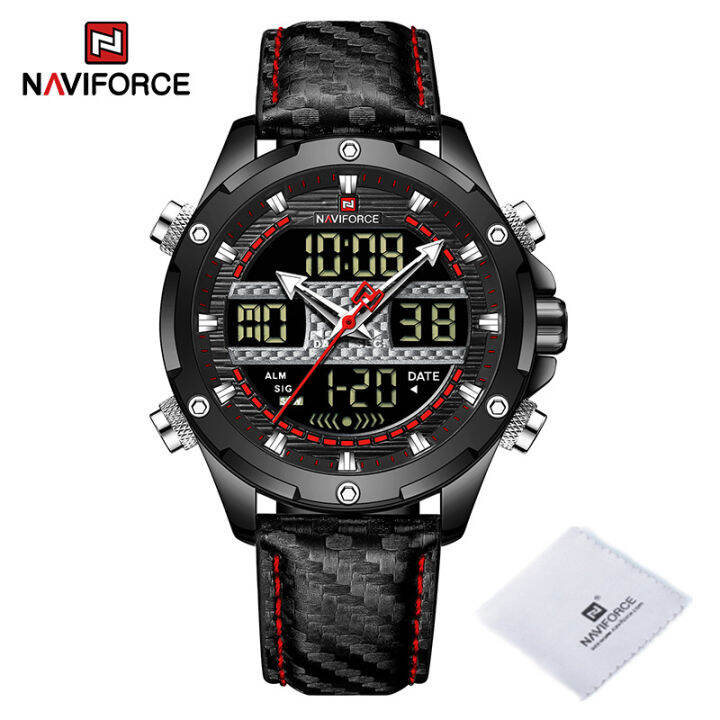 naviforce-นาฬิกาผู้ชายแฟชั่น-dual-time-กีฬาชายนาฬิกาสายหนัง-relogio-masculino-3atm-นาฬิกาข้อมือควอตซ์กันน้ำ