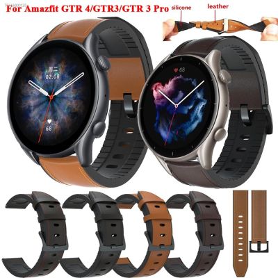 ◐☬☃ 22MM Strap Leather Silicone Watchband For Huami Amazfit GTR 4 GTR3 Pro GTR2 Pace 2e Stratos Smart Band Bracelet Wristband Correa