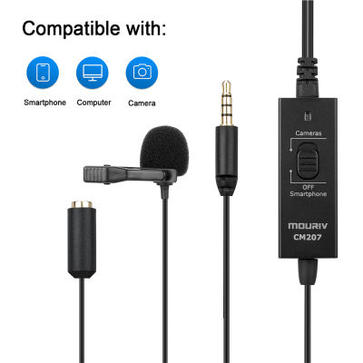 Universal Lavalier Microphone Monitoring Input Compatible with Laptop, Desktop,Smartphones,Cameras MOURIV CM207