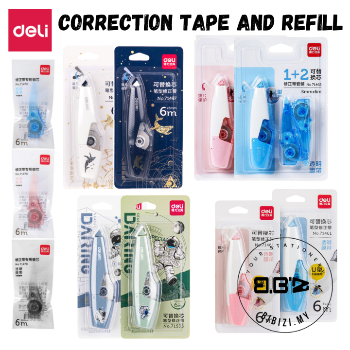 Deli Correction Tape Refill 5MM x 6M Refillable Correction Tape With