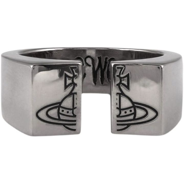 vivienne-westwood-queen-แหวนแม่-saturn-925ซิลเวอร์แหวนทองสีดำคู่รักชายและหญิง