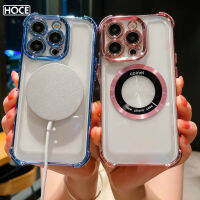 เคสโทรศัพท์แม่เหล็กอวกาศโปร่งใสเคลือบอิเล็คโทรเพลท HOCE สำหรับ iPhone 14 13 11 12 Pro Max 14 Plus เคส Mag ปลอดภัยชาร์จไร้สายฝาครอบกันกระแทกแบบใส