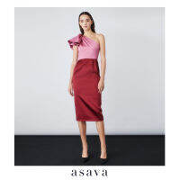 [asava pf22] Begonia one-shoulder draped dress เดรสสั้น อาซาว่า แขนกุด แต่งเดรปที่ไหล่ กระโปรงทรงสอบ