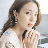 SWAN - Heart Cuff ต่างหูหนีบเงินแท้ ชุบทอง18K ฝังเพชรคิวบิคเซอร์โคเนีย ear cuff หัวใจสีชมพู