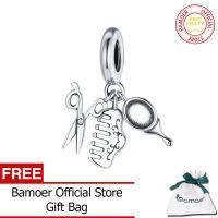 BAMOER 925เงินสเตอร์ลิงหวีกระจกเครื่องมือความงามจี้เครื่องรางสำหรับสร้อยข้อมือ SCC1887