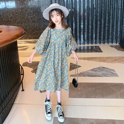 【Ready】🌈 Girls summer dress summer childrens princess skirt foreign style fashionable 2023 new Korean style big childrens clothing for girls