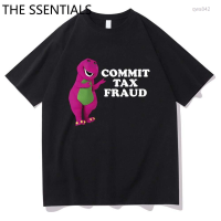 Tax (สต็อกเพียงพอ) Fraud Commit T Shirt Men Harajuku Cartoon Letter Printing Tshirt Unisex Graphic Casual Cotton Tees Shirts Anime Clothes Topsคุณภาพสูง size:S-5XL