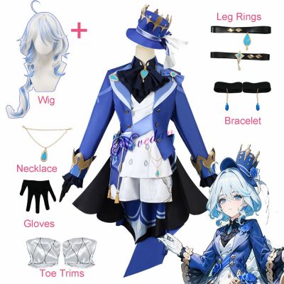 Genshin Impact Female Cosplay Fontaine Cosplay Costume Hat Full Set Outfit God Of Justice Anime Uniform Cosplay Wig Women XS-3XL