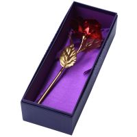 Gold Foil Plated Rose Gold Rose Wedding Decoration Flower Valentines Day Gift lovers Gold Dipped Rose artificial flower (red)