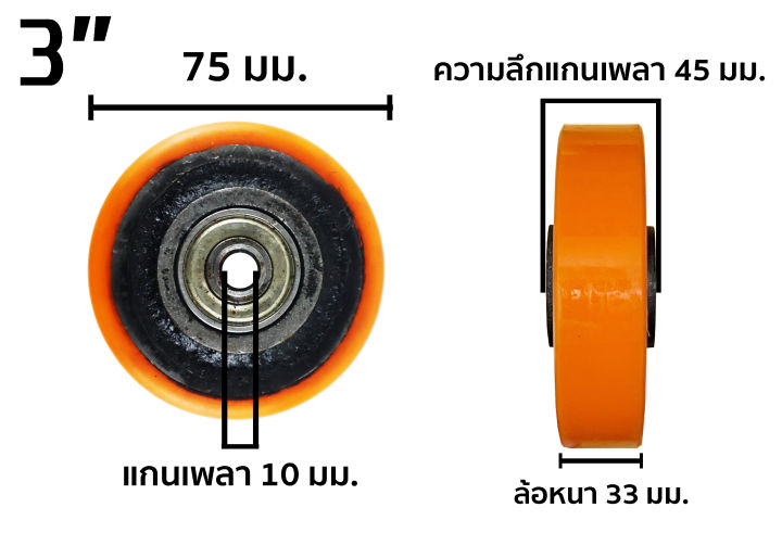 ลูกล้อรถเข็น-ล้อยูริเทนสีส้มดำ-ล้อเปล่า-sl-3-นิ้ว-4-นิ้ว-6-นิ้ว-และ-8นิ้ว-อย่างดี