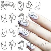 【hot sale】 ┅ B50 1 Sheet Nail Water Sticker DIY Black Abstract Image Nail Art Paper Decoration Manicure Style Tool