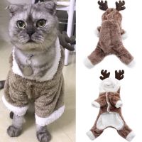 Christmas Pet Cat Costume Winter Cotton Cat Clothes for Cats Kitty Kitten Hooded Coat Jacket Warm Thicken Elk Costumes Clothing