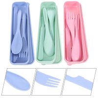 3 Sets Fork Reusable Travel Utensils With Case Camping Cutlery Portable Kids Lunch Picnic Spoon Flatware Sets