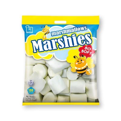 สินค้ามาใหม่! มาร์ชี่ส์ มาร์ชแมลโลว์ สีขาว เม็ดใหญ่ กลิ่นวานิลลา 150 กรัม Marshies Vanilla Marge White Marshmallows 150 g ล็อตใหม่มาล่าสุด สินค้าสด มีเก็บเงินปลายทาง