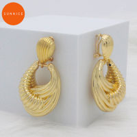 New Gold African 18k Dubai Gold Drop Earrings Jewelry Twist Hoop Hollow Large Style Earring for Women Gift