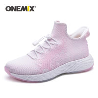 ONEMIX Sneakers Running Shoes for Women Sport Slip On Sneakers Women White Pink Athletic Shoes Outdoor Lightweight Walking Shoes