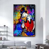 Pop Graffiti Art Donald Duck Comic Canvas Picture - Wall Street สไตล์พิมพ์ภาพวาดสำหรับห้องนั่งเล่นตกแต่งบ้าน Posters