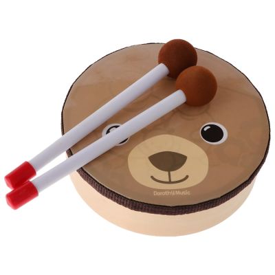 ：《》{“】= Cartoon Bear Pattern Drum Musical Toy Percussion Musical Instrument With Drum Sticks Mallet For Children Kids Educational Tools