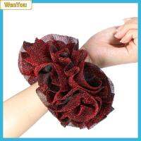 WENYOU กำมะหยี่สีทอง ขนาดใหญ่ scrunchies อีลาสติก ชุดคลุมศีรษะ เชือกมัดผมหางม้าแวววาว ที่มีคุณภาพสูง ศิลปะผ้าศิลปะ แถบยางยืดหยุ่น ผมเส้นผม