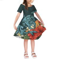 HYCOOL Girls Floral Dresses  New Fashion Sweet Kids Flowers Costumes Children Short Sleeve Vestidos Toddler Baby Clothing