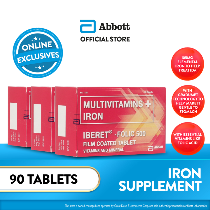 Multivitamins Iron (Iberet-Folic 500) 30s tablet Bundle of Lazada PH